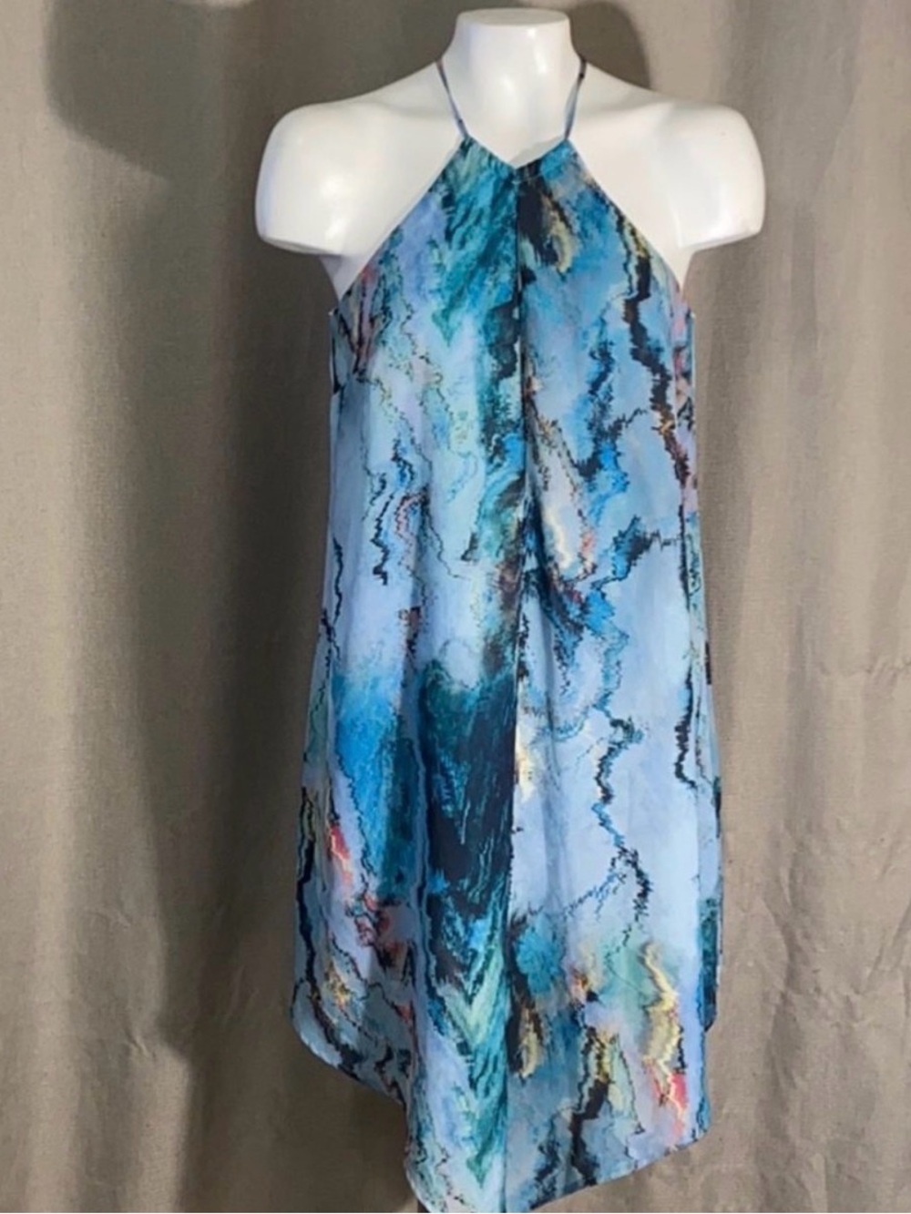 NWT Mossimo Supply Co. Blue Watercolor Halter Dress